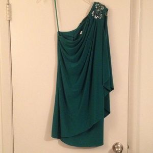 Emerald one shoulder gown by Signature