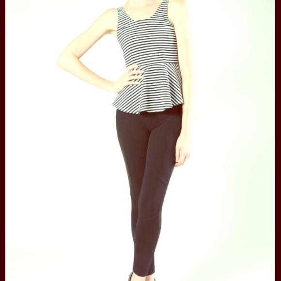 black and white striped peplum shirt