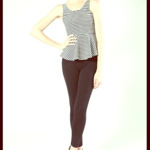 black and white striped peplum shirt