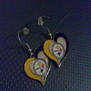 Pair Of Steelers Heart Earrings