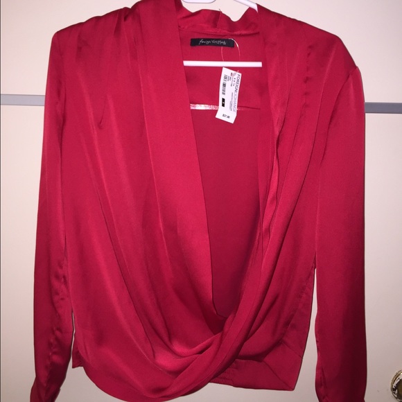 foreign exchange red blouse