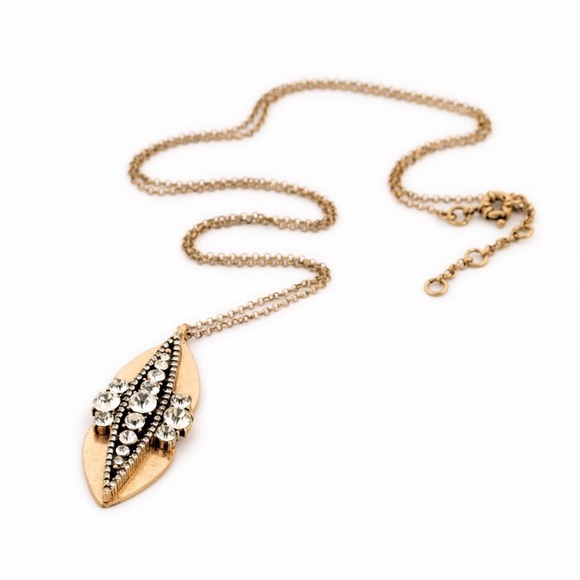 Gold Leaf Crystal Pendant Necklace