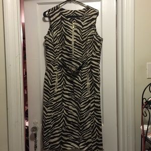 Liz Claiborne Brown and Tan Zebra Shift Dress