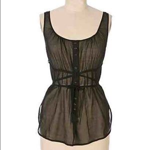 Anthropologie (Fei) Sailboat Button Down Black Top