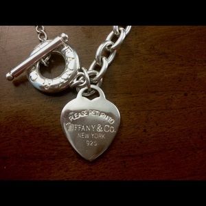 Sterling silver heart tag toggle necklace
