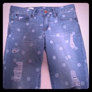 Light wash, polka dotted Gap jeans.