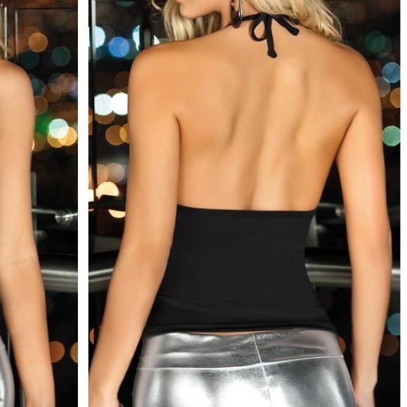 Chic Black shine halter top - Picture 3 of 3