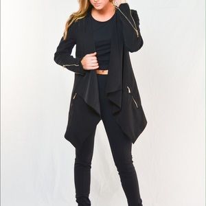 BLACK OPEN DRAPE JACKET