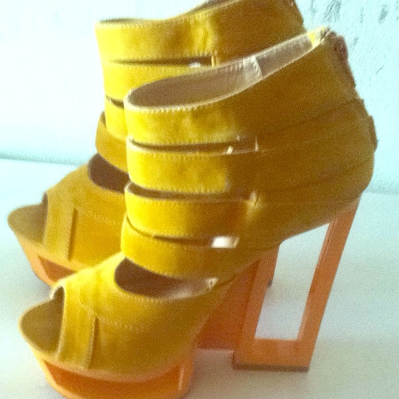 Mustard color platform heels