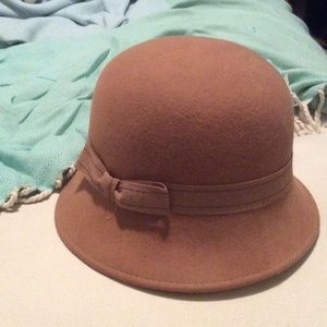 Tan wool cloche hat