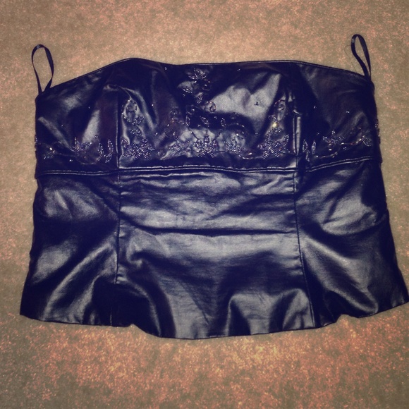 MUST HAVE: Embroidered Sequence Pleather Tube Top