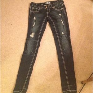 SOLD.Western style destroyed skinny jeans