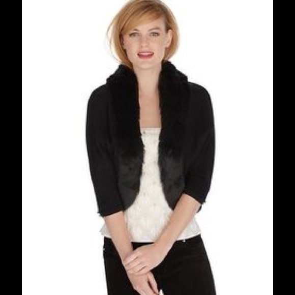 White House Black Market Faux Fur Bolero Sweater