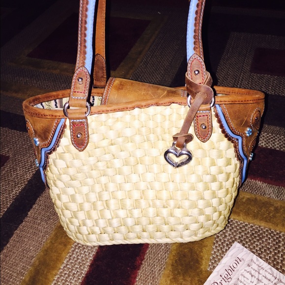 NWT Brighton Handbag. Straw w/leather. Cheyenne