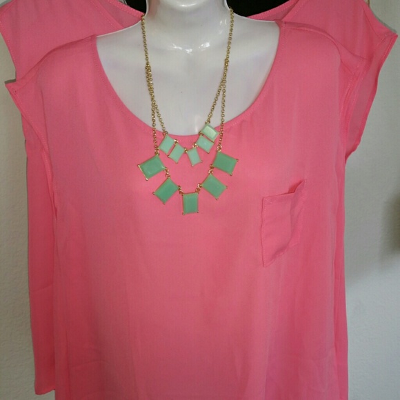 New mint square layered necklace with earrings - Picture 1 of 2