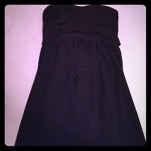 High-low black dress.