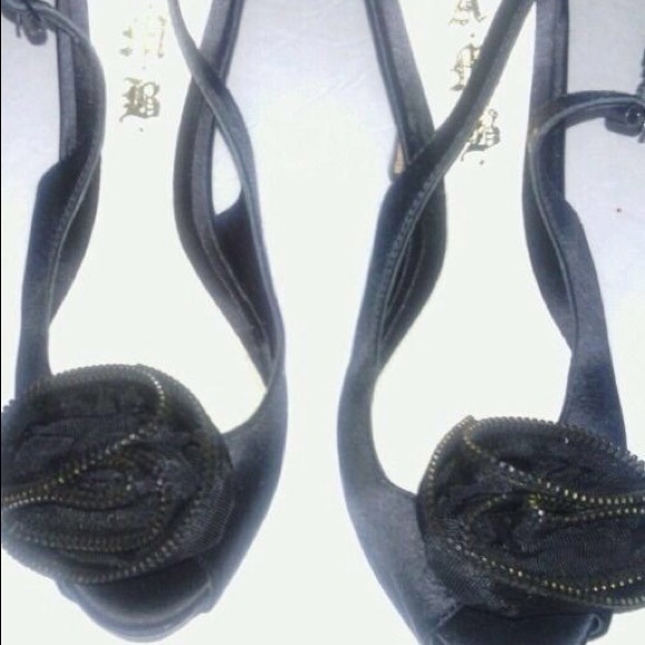 *****S O L D*****L.A.M.B. Black Satin Peep Toe 8.5 - Picture 3 of 4