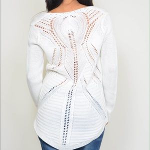 OFF-WHITE CUTOUT KNIT SWEATER