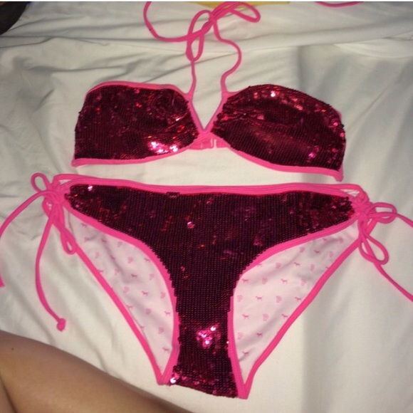 PINK sequined bathing suit