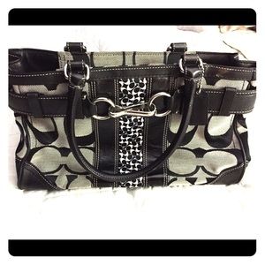 SOLD Coach Hampton Black Signature Satchel
