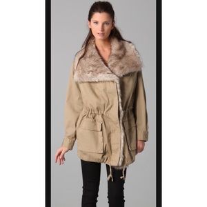DKNY PURE beige fur coat