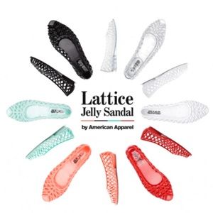Black and white American Apparel jelly flats