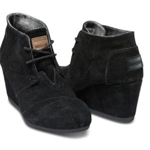 Black Suede TOMS Desert Wedge