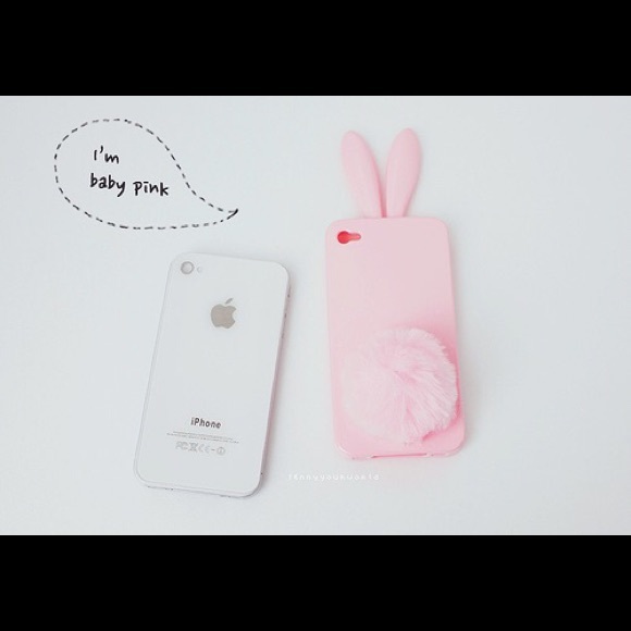PINK AND BLACK BUNNY IPHONE 4 PHONE CASE💕😍🐰