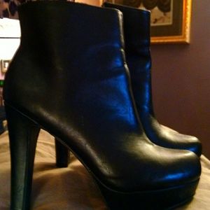 Blk Leather ankle Bootie by Candies
