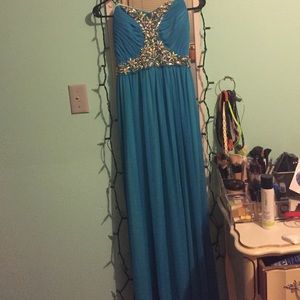Teal blue prom dress