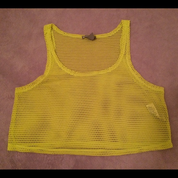Neon yellow mesh crop top tank - Picture 1 of 3