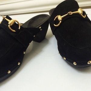 Vintage Gucci Clogs with Gold Hardwear