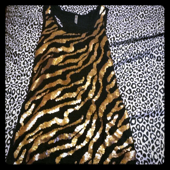 Gold zebra print racerback tank