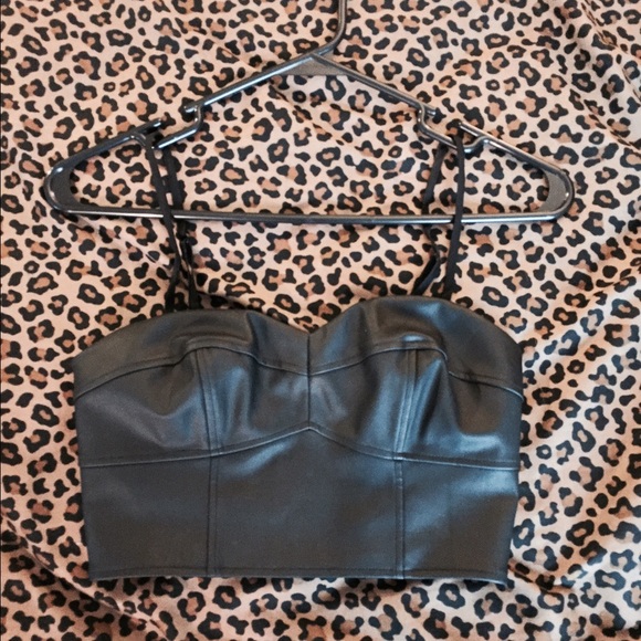 Express leather sexy crop top