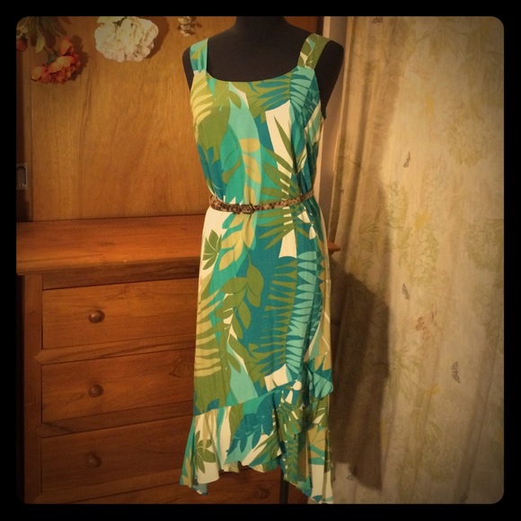 One Papaya Dresses & Skirts - SOLD in bundle - Blue Green Leaf - Made in Hawaii