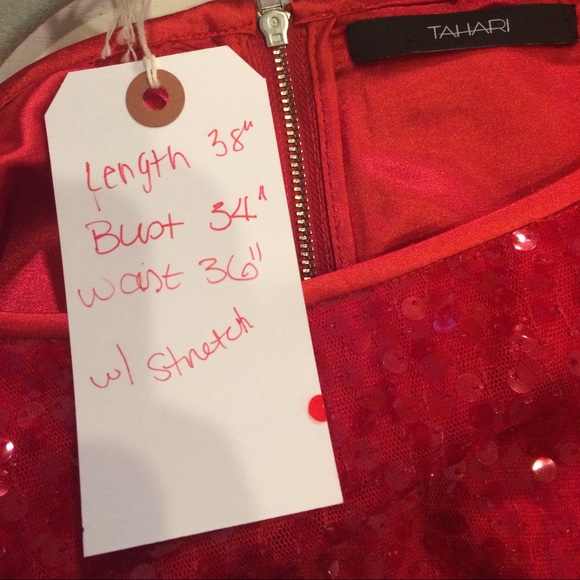 TAHARI Red Sequins Sparkle Dress - Picture 3 of 3