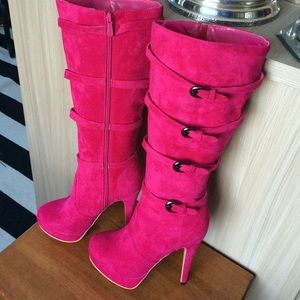 Hot pink boots