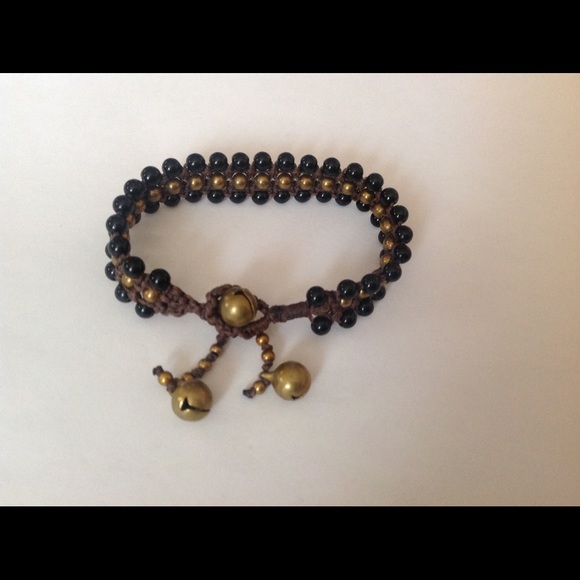 Black Onyx beaded band handmade bracelet