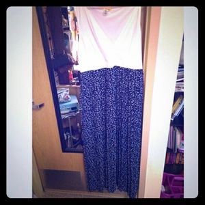 Blue and white maxi dress