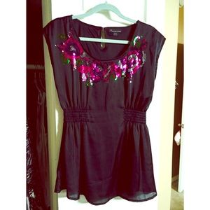 Black embellished top
