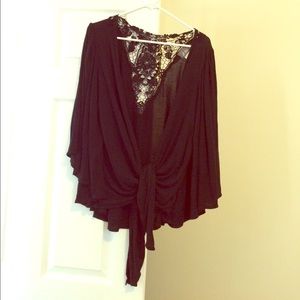 Lace back bat wing arm cardigan