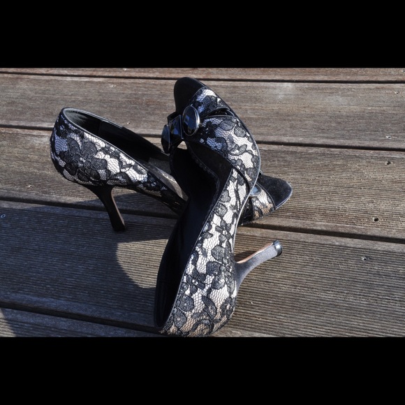 White House black market lace high heel shoe