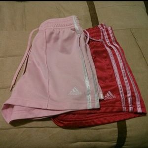 Set of 2 pink & red Adidas mesh shorts