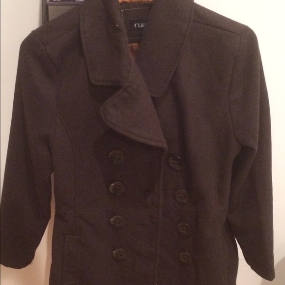 Chocolate brown pea coat w large buttons