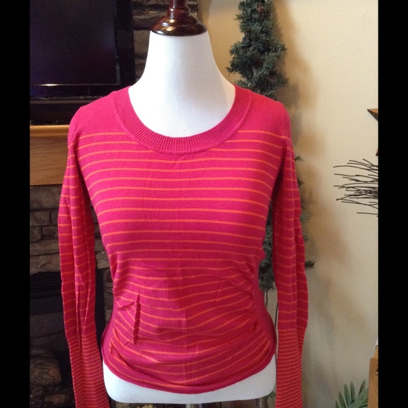 Pink and Orange Striped Sweater