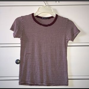 brandy Melville maroon striped shirt