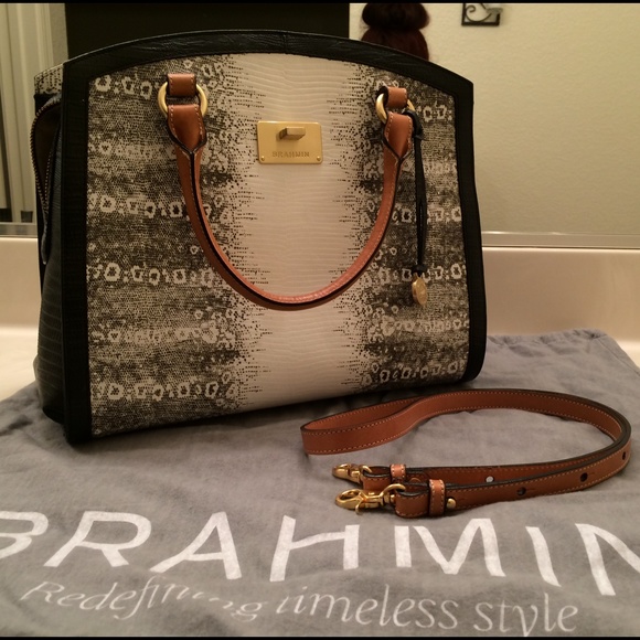 Brahmin Oxford Satchel Natural Berini Purse