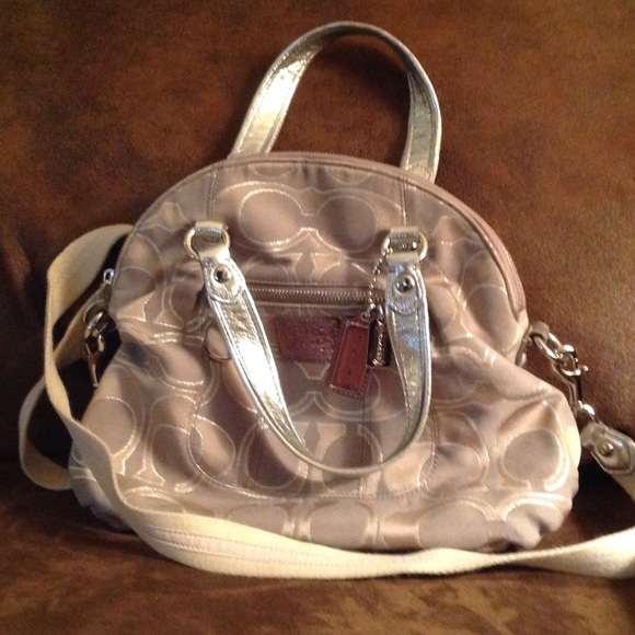Metallic/gray Coach handbag