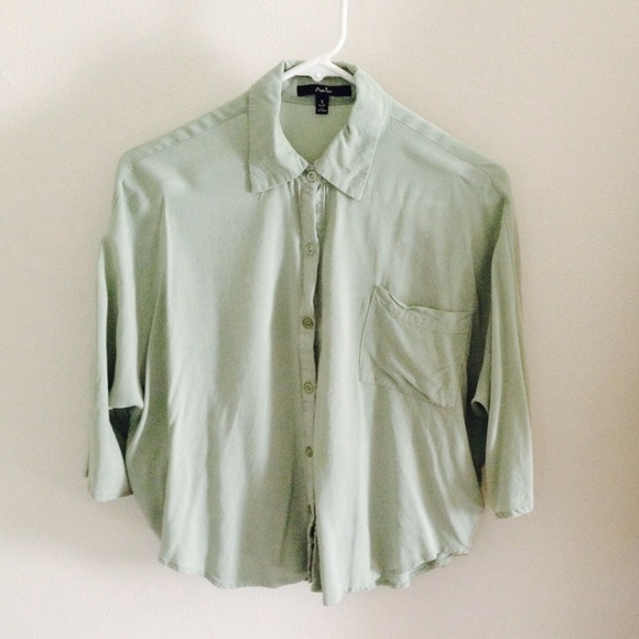 Papaya - Light Green Quarter Sleeve Top