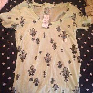 Mint green "Henna Hand" shirt